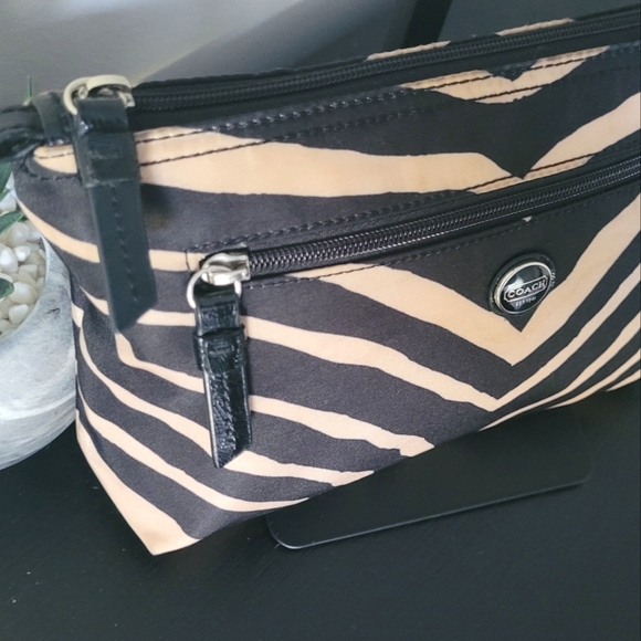 Coach Zebra Print Nylon Cosmetic Bag - Picture 4 of 8